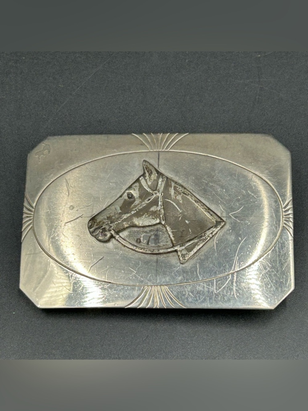 Vintage Horse Head Belt Buckle Nickel Silver Western Equestrian 3in